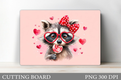 Valentines Raccoon Cutting Board. Valentines Cutting Board Product Image 1