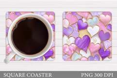 Hearts Coaster Design. Valentine Coaster Sublimation Product Image 1