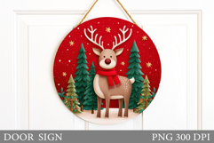 Christmas Deer Door Sign. Christmas Door Sign Sublimation Product Image 1