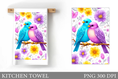 Birds Kitchen Towel Design. Summer Kitchen Towel Sublimation Product Image 1