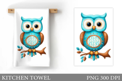 Cute Owl Kitchen Towel Design. Cute Owl Sublimation Product Image 1