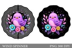 Cute Bird Wind Spinner Design. Bird Flowers Wind Spinner Product Image 1