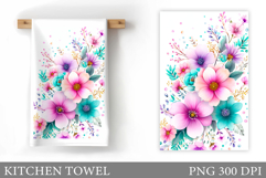 Wildflowers Kitchen Towel. Flowers Kitchen Towel Sublimation Product Image 1