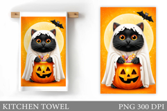 Black Cat Kitchen Towel. Halloween Kitchen Towel Design Product Image 1