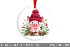 Cute Pig Christmas Ornament. Christmas Ornament Sublimation Product Image 1