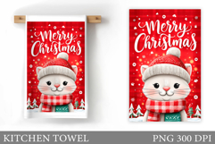 Christmas Cat Kitchen Towel. Christmas Kitchen Towel Design Product Image 1