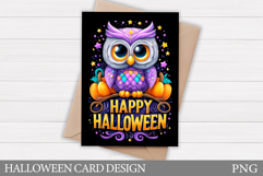 Halloween Card Printable. Halloween Owl Card Design Product Image 1
