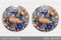 Duck Car Coaster Sublimation. Duck Flowers Car Coaster Product Image 1