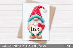 Valentines Gnome Card Printable. Valentines Card Design Product Image 1
