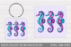 Seahorse Keychain Design. Sea Keychain Sublimation Product Image 1
