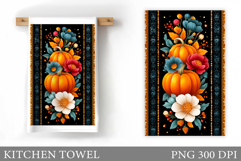 Fall Pumpkin Kitchen Towel. Fall Kitchen Towel Sublimation Product Image 1