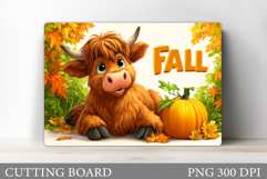 Highland Cow Cutting Board. Fall Cow Cutting Board Design Product Image 1
