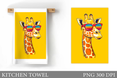 Giraffe Kitchen Towel Design. Giraffe Sublimation Product Image 1