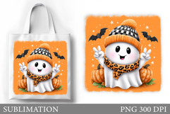 Cute Ghost Tote Bag Design. Cute Halloween Sublimation Product Image 1