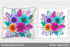 Flowers Sublimation. Flowers Pillow Design Product Image 1