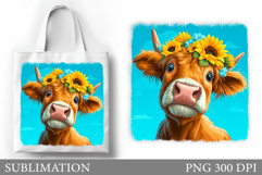 Cute Cow Tote Bag Design. Cute Cow Sublimation Product Image 1