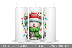 Christmas Cat Tumbler Design. Christmas Tumbler Sublimation Product Image 1