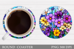 Wildflowers Coaster Design. Flowers Coaster Sublimation Product Image 1