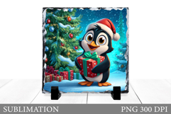 Christmas Penguin Slate Design. Cute Penguin Sublimation Product Image 1