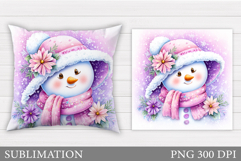 Christmas Snowman Pillow. Christmas Pillow Sublimation Product Image 1