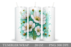 Flowers Tumbler Sublimation. Floral Tumbler Design Product Image 1