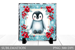 Christmas Penguin Slate Design. Cute Penguin Sublimation Product Image 1
