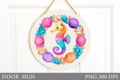 Seahorse Door Sign Sublimation. Summer Door Sign Design Product Image 1