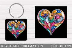 Heart Keychain Sublimation. Valentine Keychain Design Product Image 1