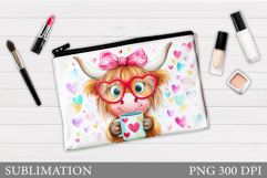 Valentines Cow Cosmetics Bag. Valentines Makeup Bag Design Product Image 1