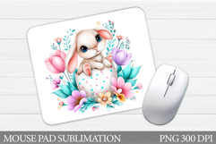 Easter Bunny Mouse Pad. Spring Bunny Mouse Pad Sublimation Product Image 1