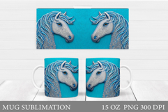 Horse Mug Wrap Sublimation. Horse Mug Design Product Image 1