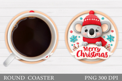 Christmas Koala Coaster. Christmas Coaster Sublimation Product Image 1
