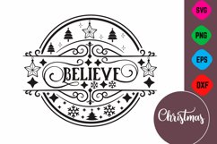 Farmhouse Christmas Round Sign SVG Design Product Image 1