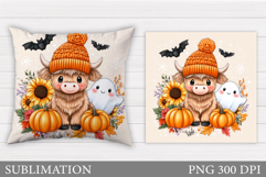 Halloween Cow Pillow. Halloween Pillow Sublimation Product Image 1