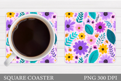 Floral Coaster Sublimation. Flowers Coaster Design Product Image 1