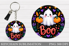 Halloween Keychain Sublimation. Ghost Keychain Design Product Image 1