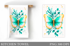 Butterfly Kitchen Towel Design. Butterfly Sublimation Product Image 1