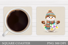 Snowman Coaster Sublimation. Christmas Coaster Design Product Image 1