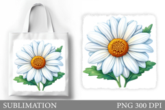 Floral Tote Bag Design. Daisy Flowers Tote Bag Sublimation Product Image 1