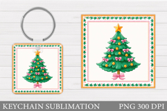 Christmas Tree Keychain. Christmas Round Keychain Design Product Image 1