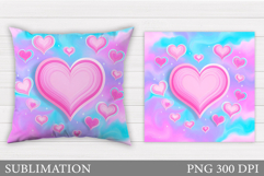 Hearts Pillow Design. Valentines Pillow Sublimation Product Image 1