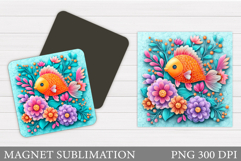 Fish Magnet Design. Fish Square Magnet Sublimation Product Image 1
