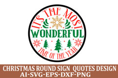 Farmhouse Christmas Round Sign SVG Design Christmas Round Product Image 1