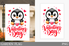 Valentines Penguin Garden Flag. Valentine Garden Flag Design Product Image 1