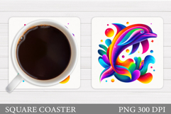 Dolphin Coaster Design. Sea Coaster Sublimation Product Image 1