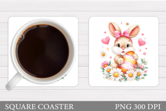 Easter Bunny Coaster Sublimation. Easter Coaster Design Product Image 1