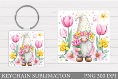 Spring Gnome Keychain Design. Spring Keychain Sublimation Product Image 1