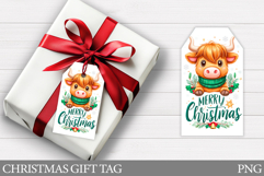Christmas Cow Gift Tag Printable. Christmas Gift Tag Design Product Image 1