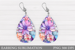 Floral Earring Sublimation. Flowers Earring Design Product Image 1