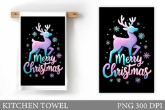 Reindeer Kitchen Towel. Christmas Kitchen Towel Design Product Image 1